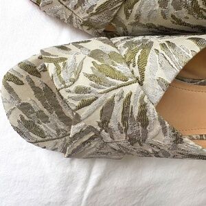 🌿 Pour La Victoire Block Heel Mules 🌿  Leaf Jacquard Fabric | PLV | Size 10